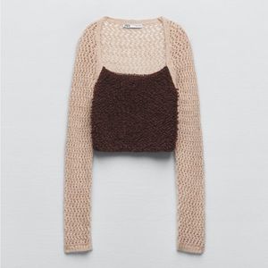 Zara crop top knit wool blend Sz S